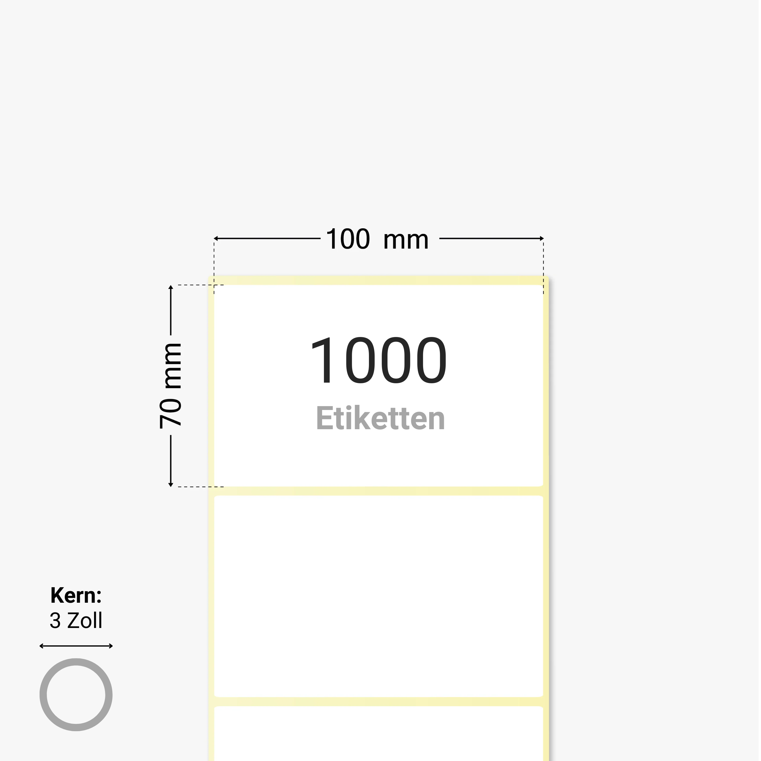 Versandetiketten, Thermopapier, 100 x 70 mm, 3 Zoll Kern, permanent haftend, weiß, 1.000 Etiketten pro Rolle