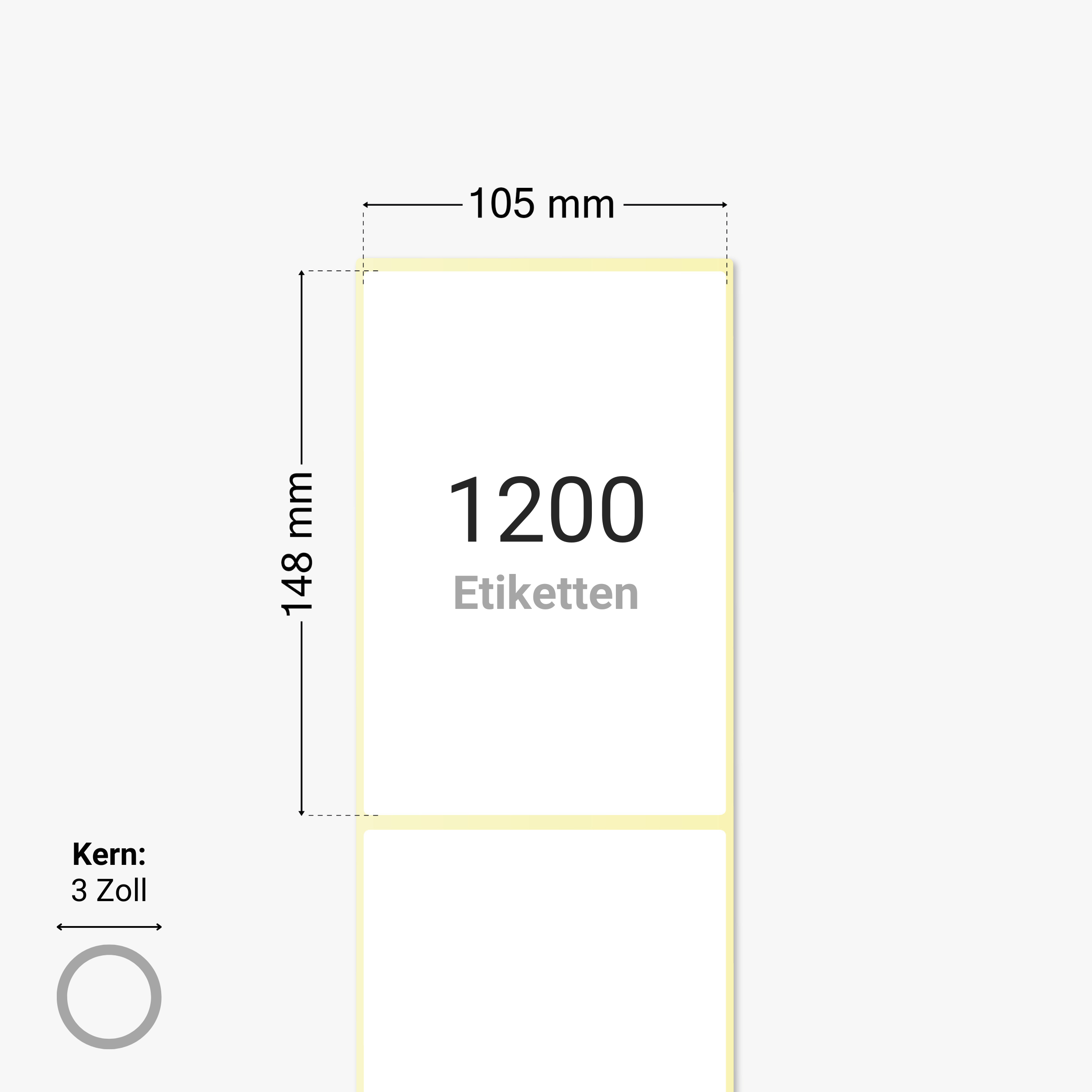 Versandetiketten, Thermopapier, 105 x 148 mm, 3 Zoll Kern, permanent haftend, weiß, 1.200 Etiketten pro Rolle