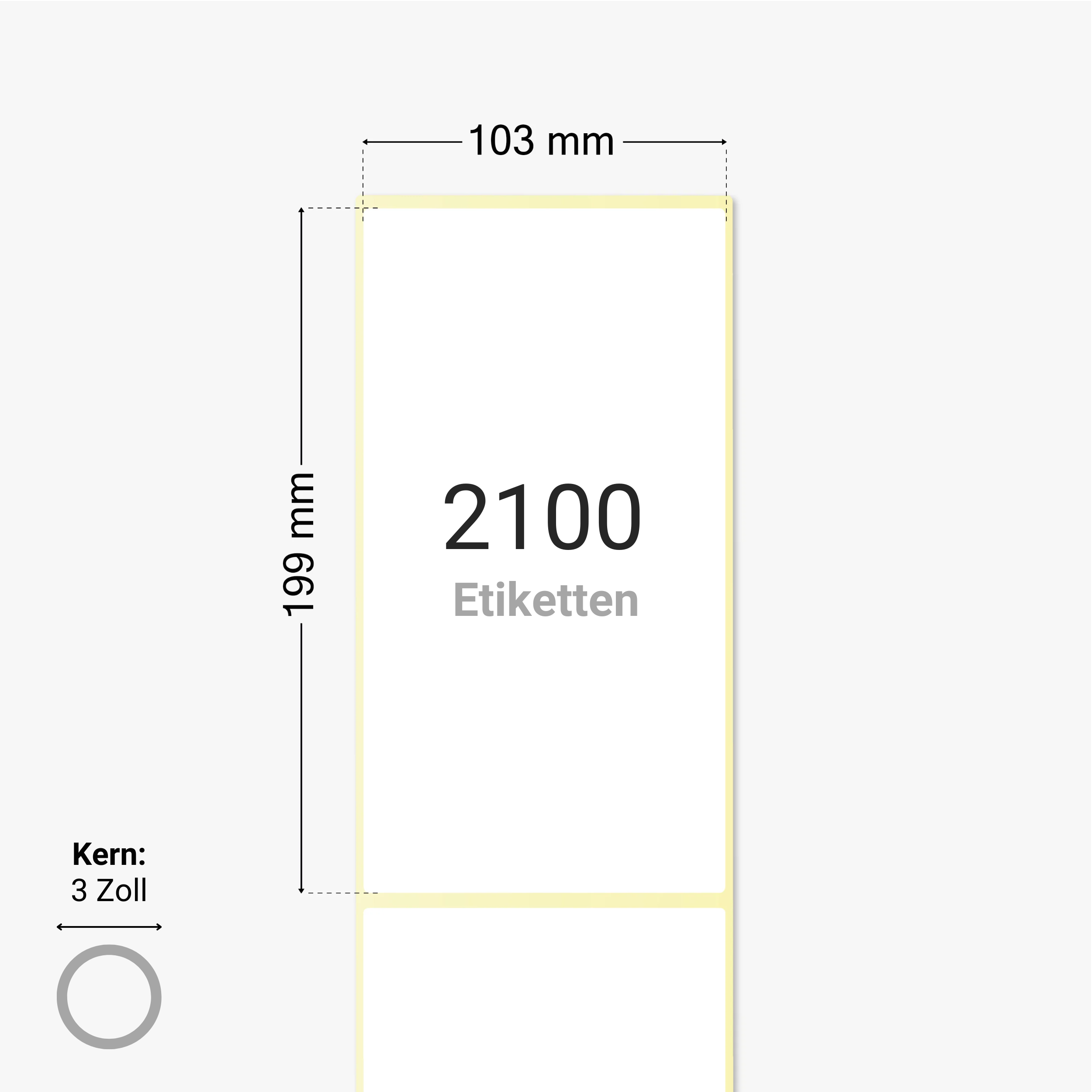 Thermo-Eco-Etiketten, Thermopapier, 103 x 199 mm, 3 Zoll Kern, permanent haftend, weiß, 2.100 Etiketten pro Rolle