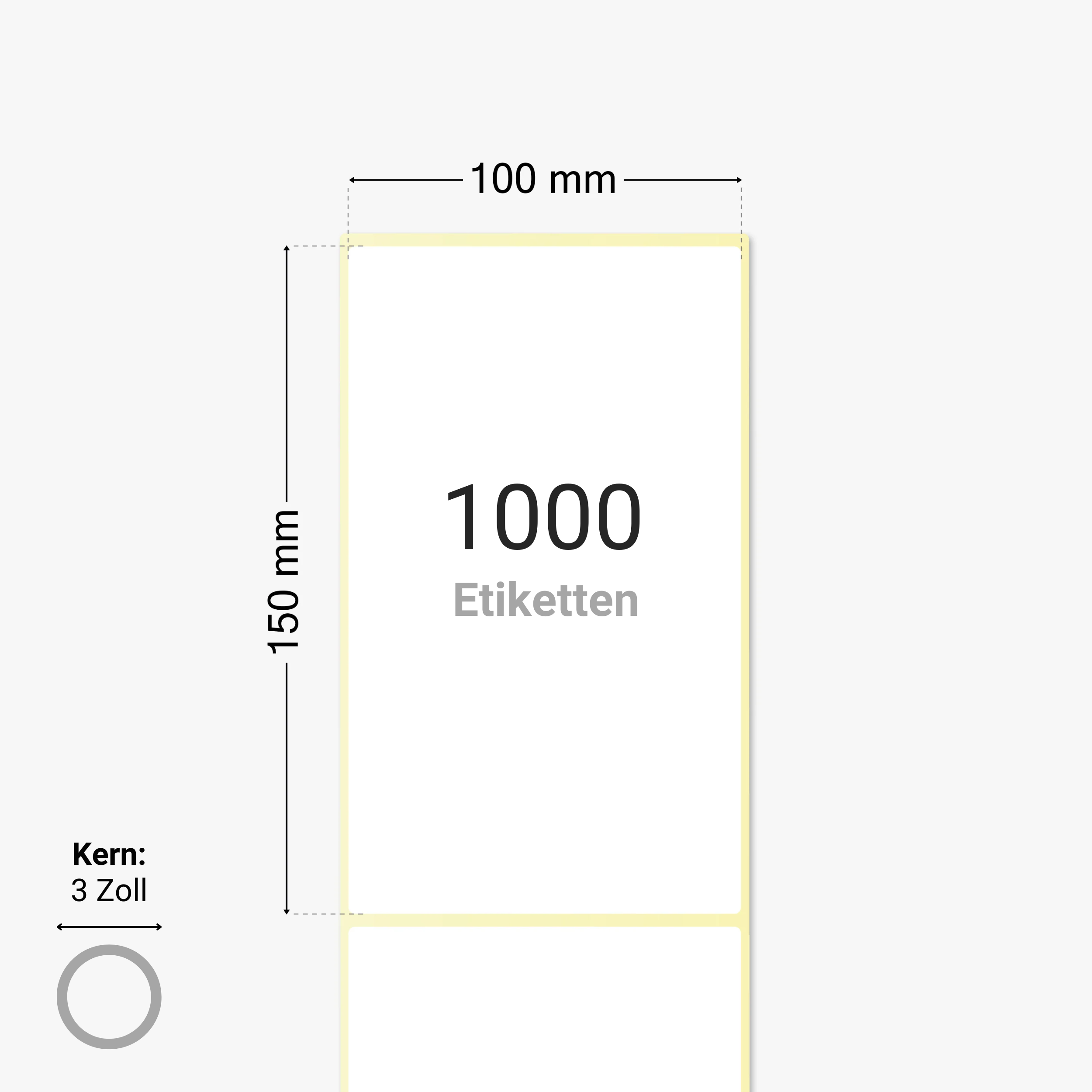 Thermo-Eco-Etiketten, Thermopapier, 100 x 150 mm, 3 Zoll Kern, permanent haftend, weiß,  1.000 Etiketten pro Rolle