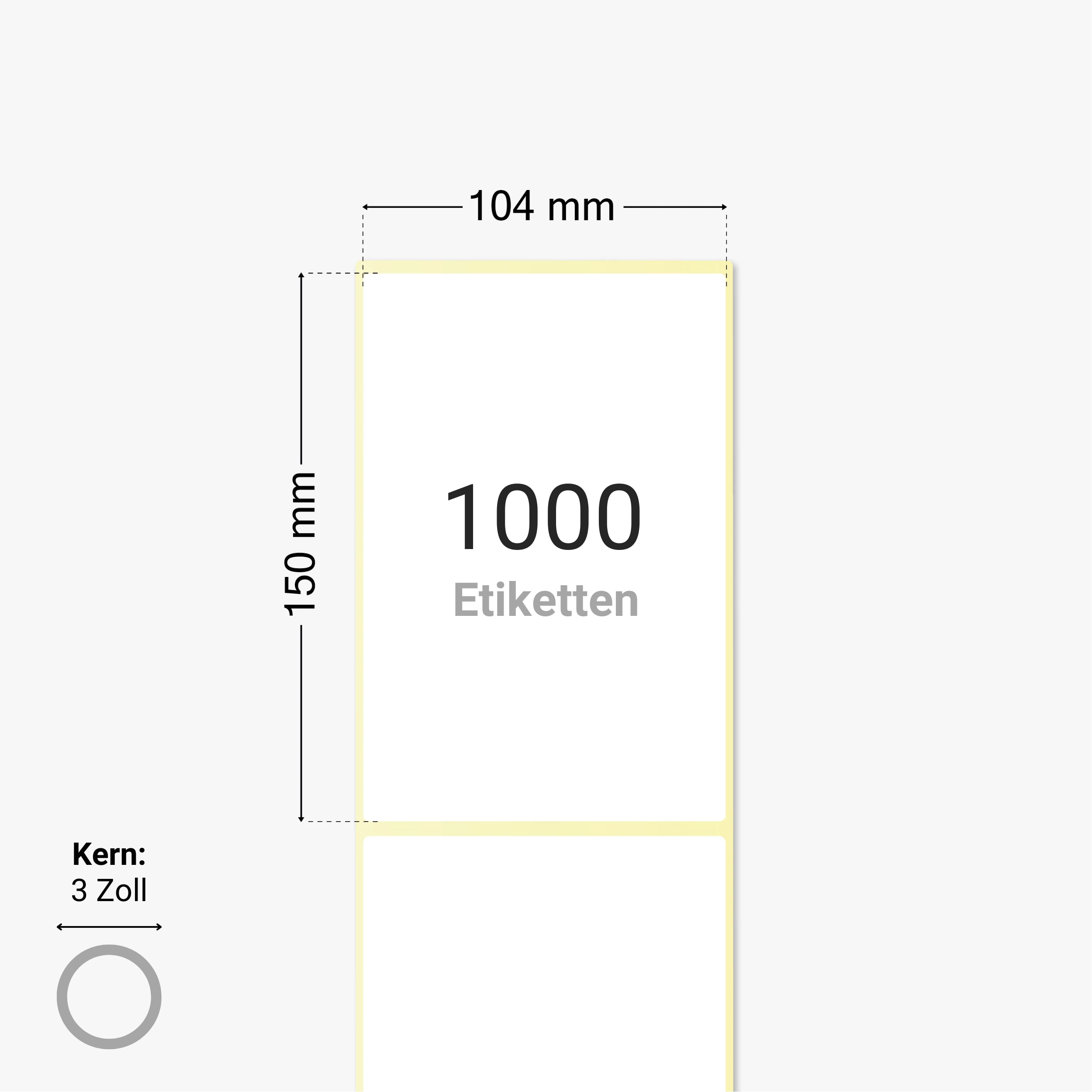 Thermo-Eco-Etiketten, Thermopapier, 104 x 150 mm, 3 Zoll Kern, permanent haftend, weiß, 1.000 Etiketten pro Rolle