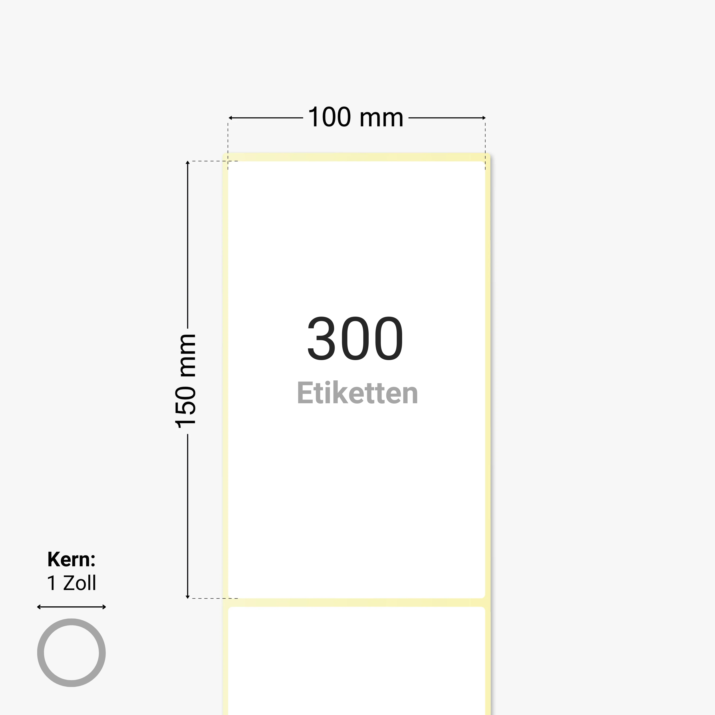 Thermo-Eco-Etiketten, Thermopapier, 100 x 150 mm, 1 Zoll Kern, permanent haftend, weiß, 300 Etiketten pro Rolle