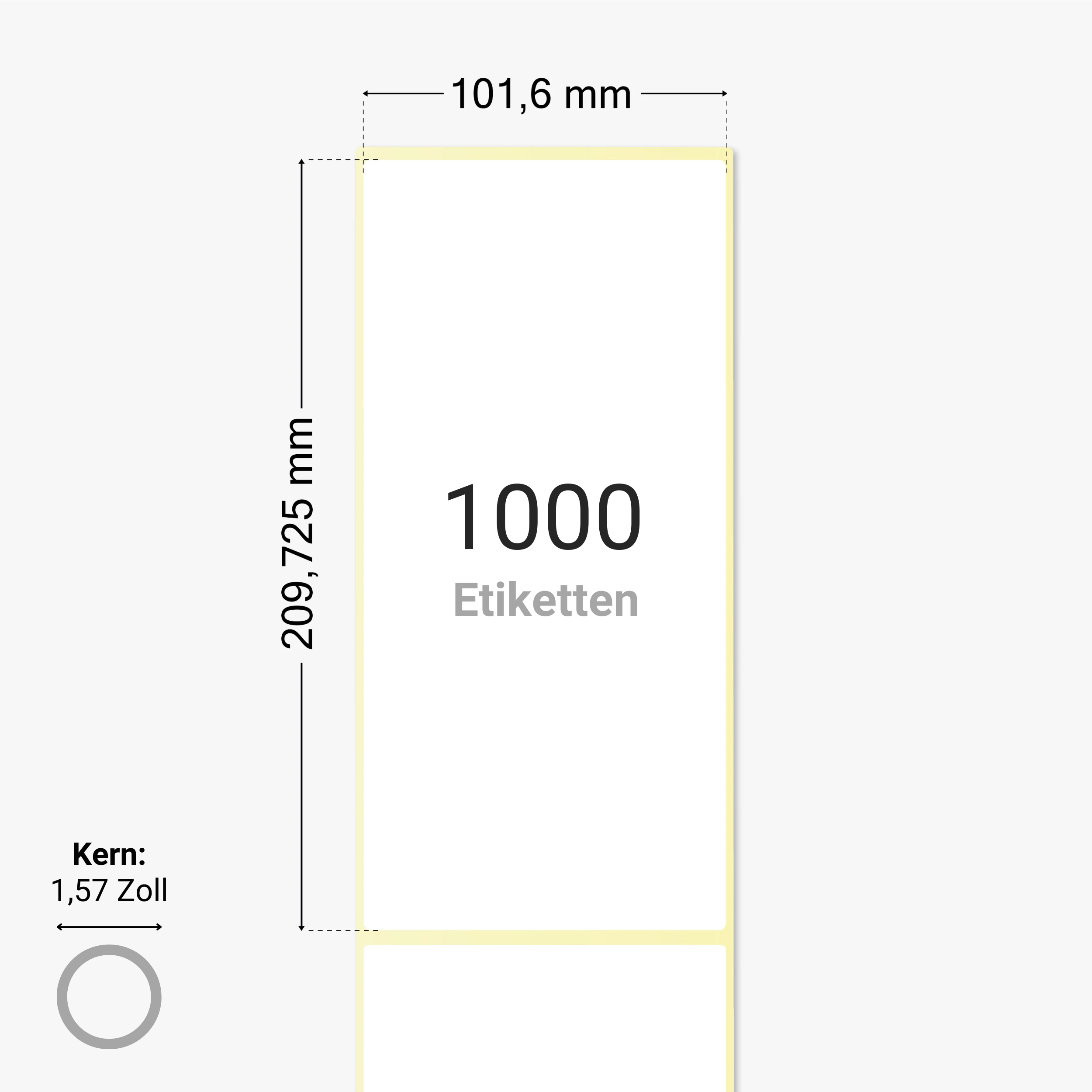 Thermo-Eco-Etiketten, Thermopapier, 101,6 x 209,725 mm, 1,57 Zoll Kern, permanent haftend, weiß, 1.000 Etiketten pro Rolle