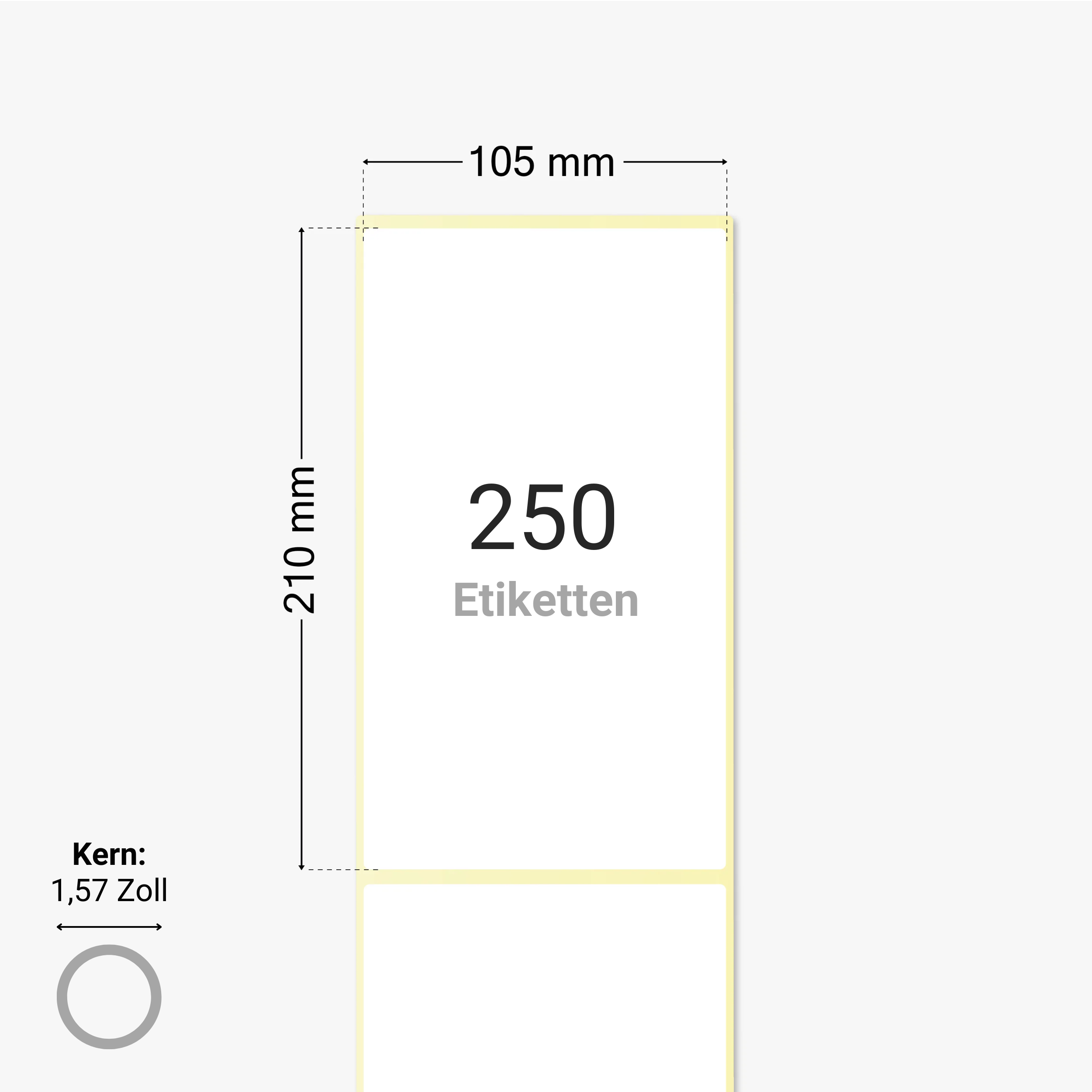 DHL Versandetiketten, Thermopapier, 105 x 210 mm, 1,57 Zoll Kern, permanent haftend, weiß, 250 Etiketten pro Rolle