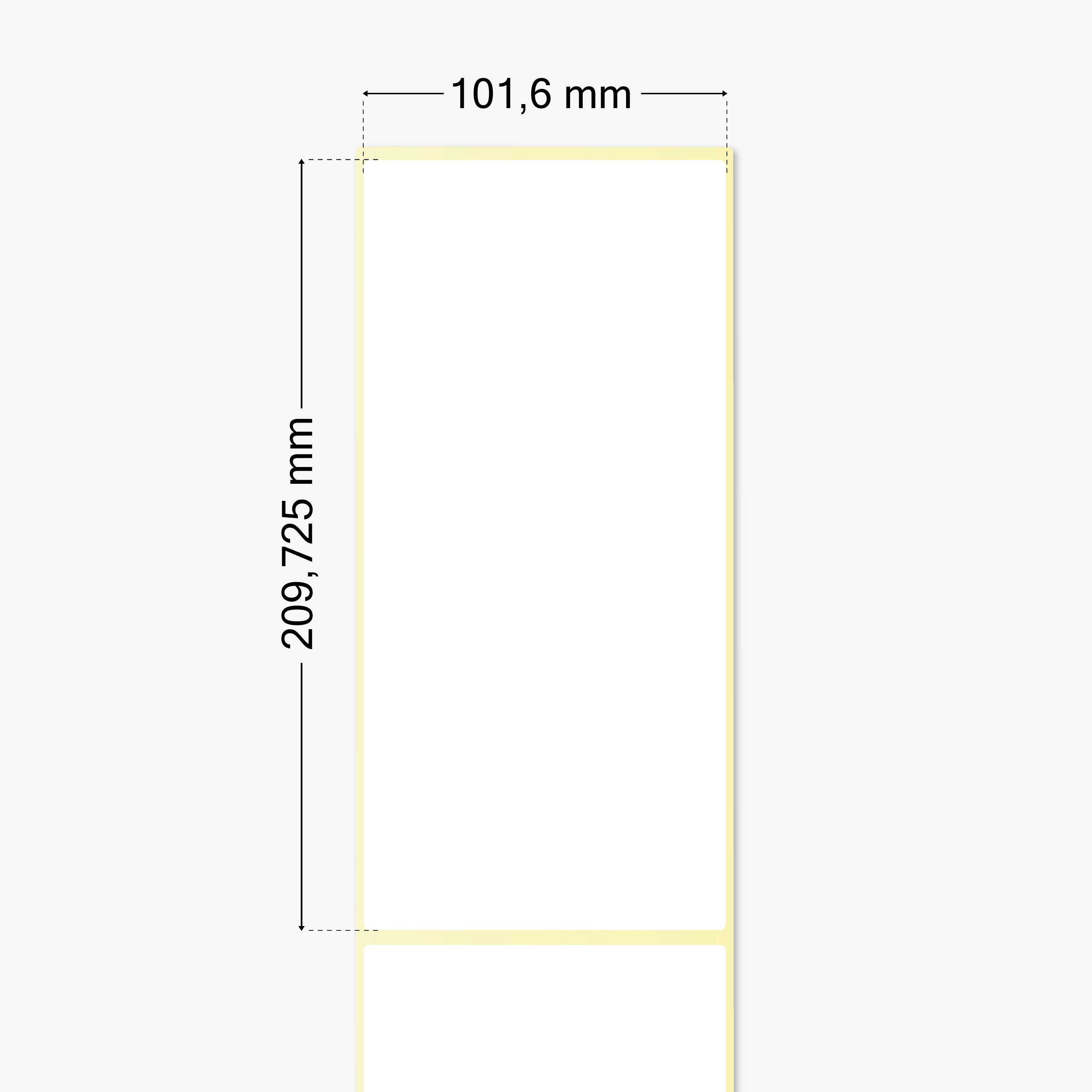 Thermo-Eco-Etiketten, Thermopapier, 101,6 x 209,725 mm, 1 Zoll Kern, permanent haftend, weiß, 210 Etiketten pro Rolle