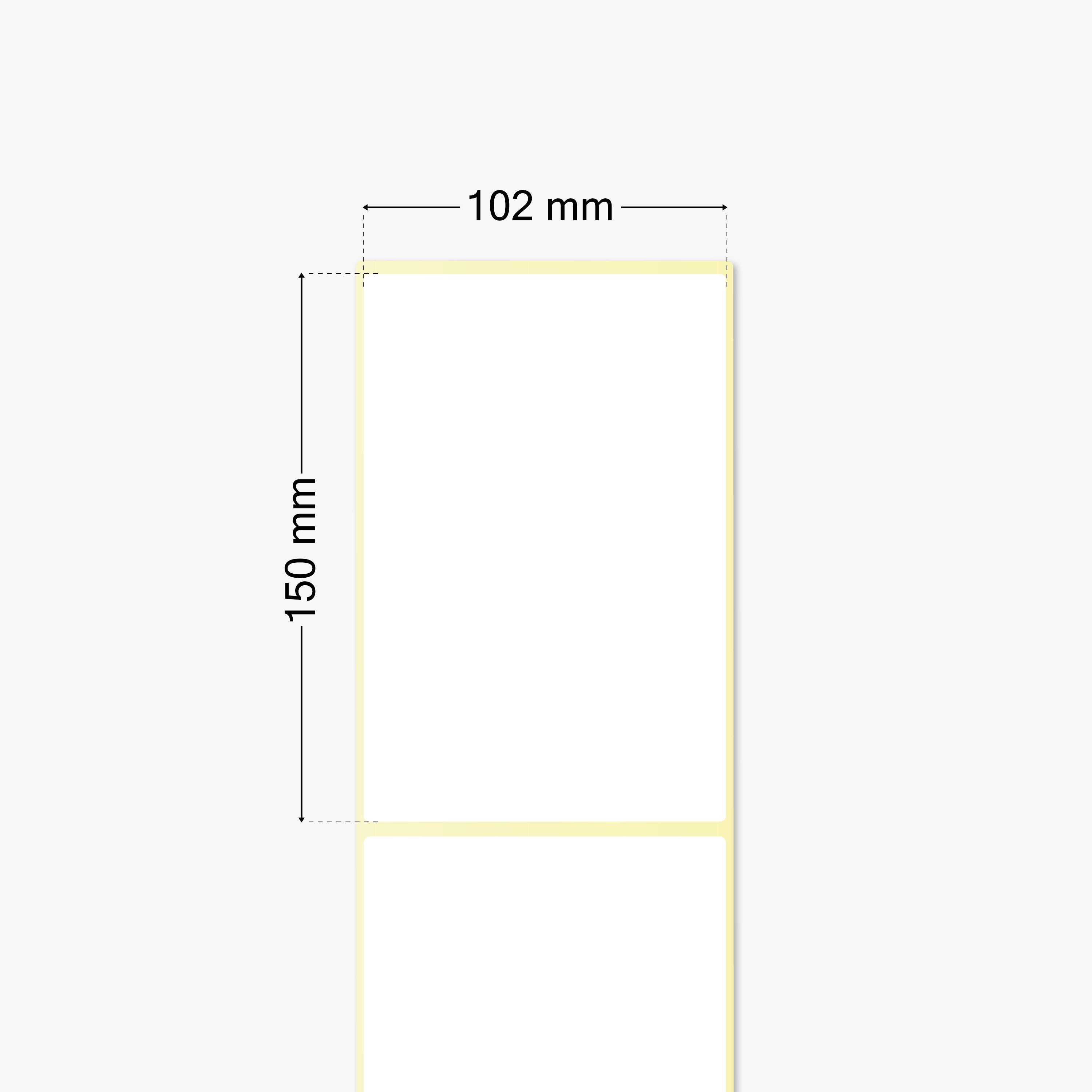 Thermo-Eco-Etiketten, Thermopapier, 102 x 150 mm, 1 Zoll Kern, permanent haftend, weiß, 300 Etiketten pro Rolle