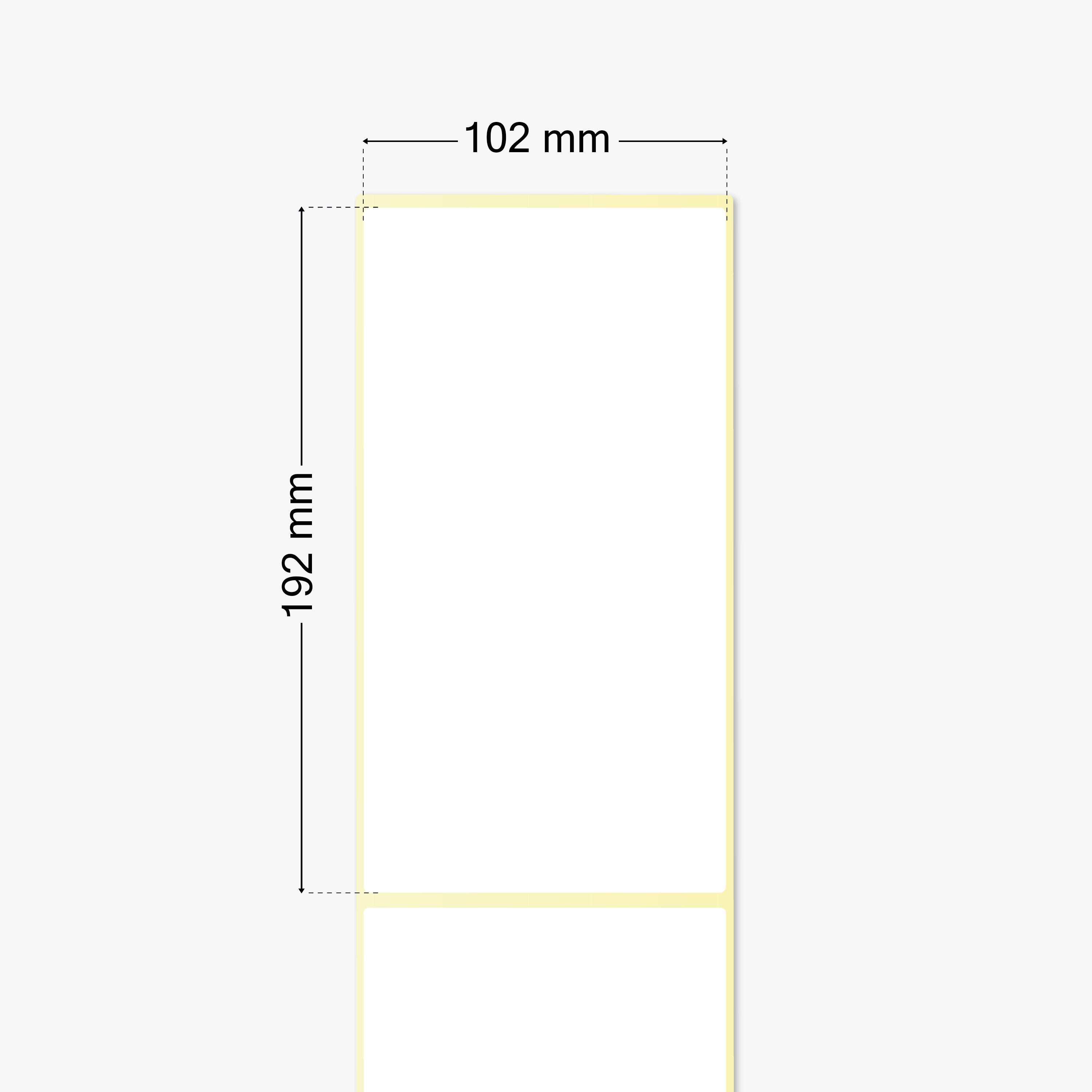 Thermo-Eco-Etiketten, Thermopapier, 102 x 192 mm, 1 Zoll Kern, permanent haftend, weiß, 360 Etiketten pro Rolle