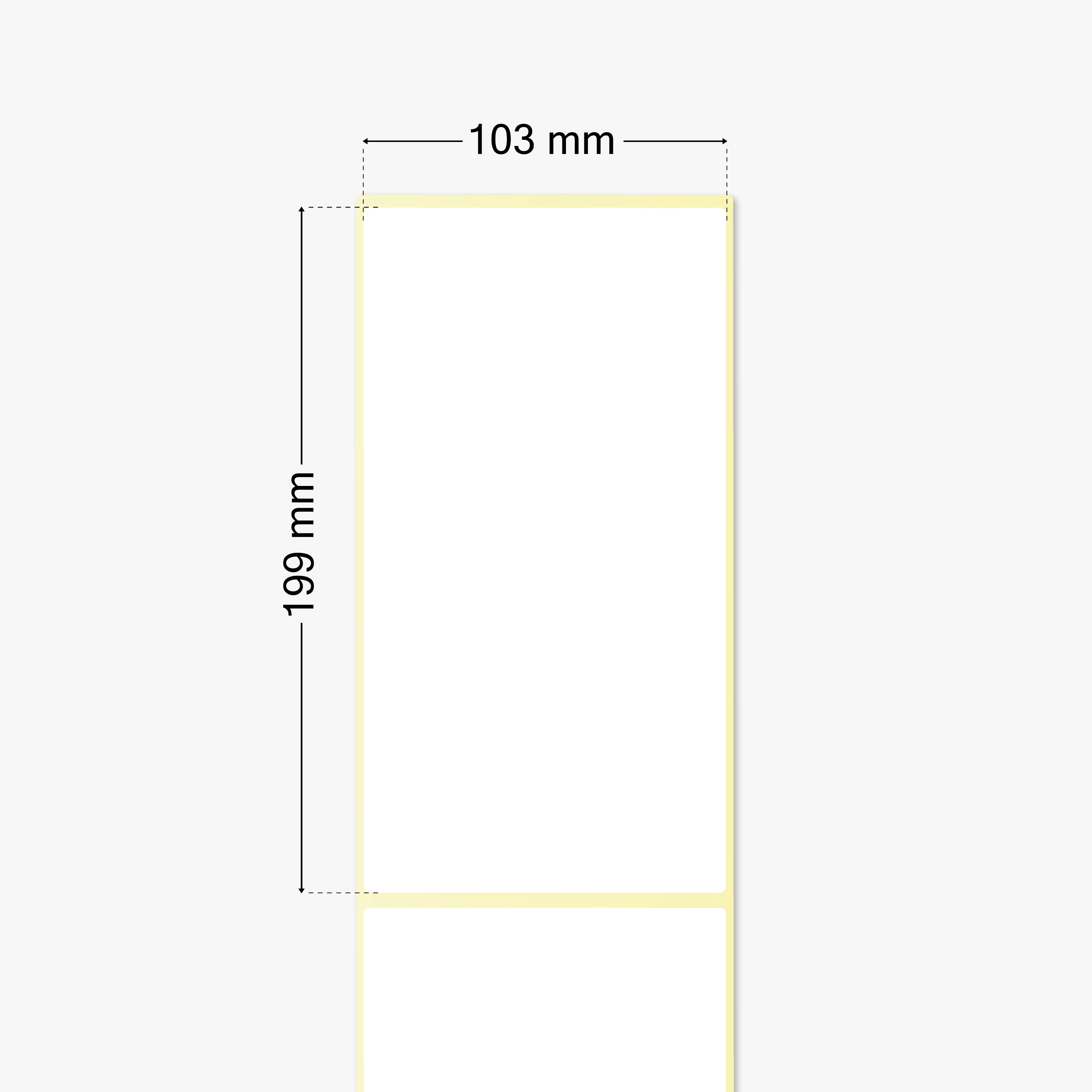Thermo-Eco-Etiketten, Thermopapier, 103 x 199 mm, 1,57 Zoll Kern, permanent haftend, weiß, 1.000 Etiketten pro Rolle