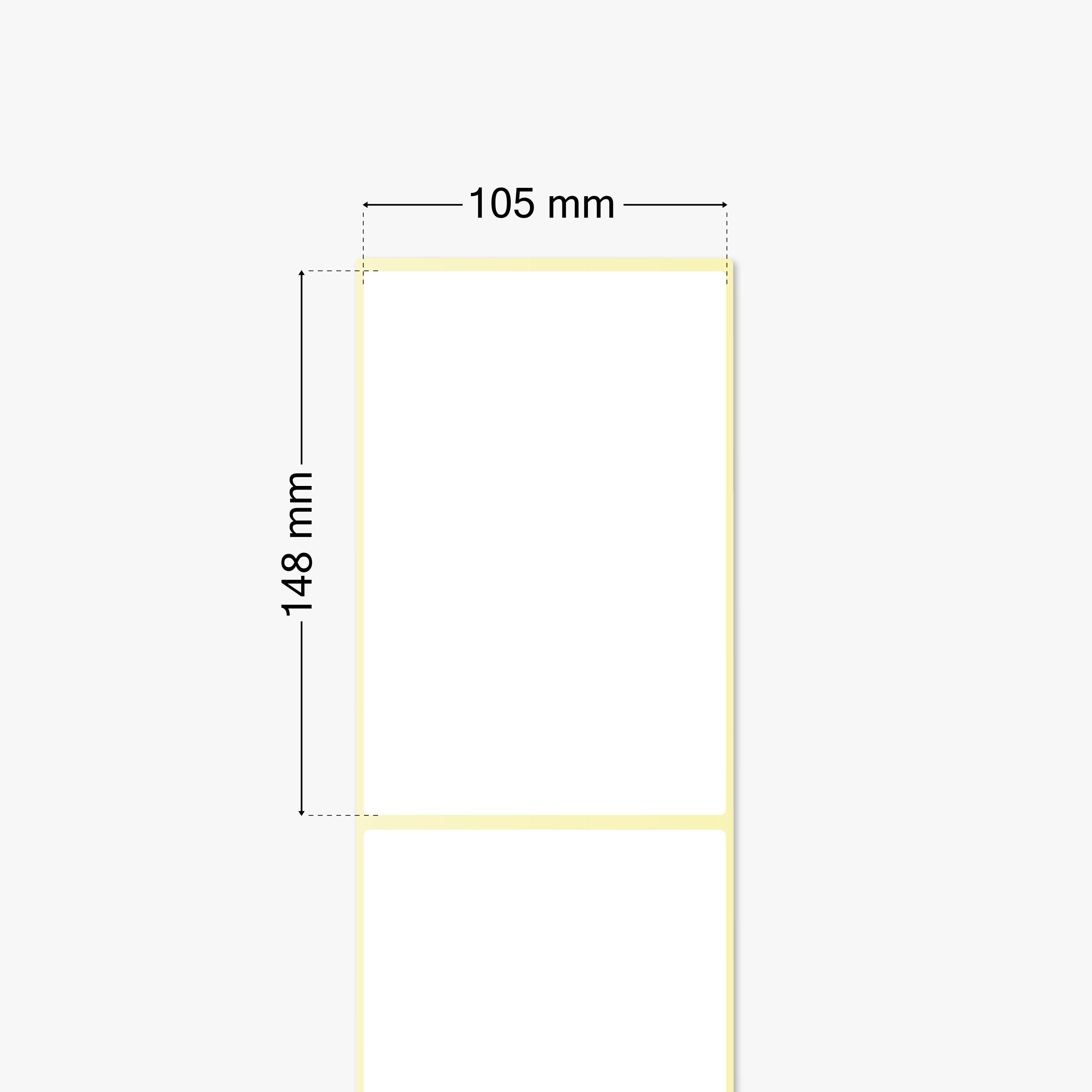 Thermo-Eco-Etiketten, Thermopapier, 105 x 148 mm, 1,57 Zoll Kern, permanent haftend, weiß, 500 Etiketten pro Rolle