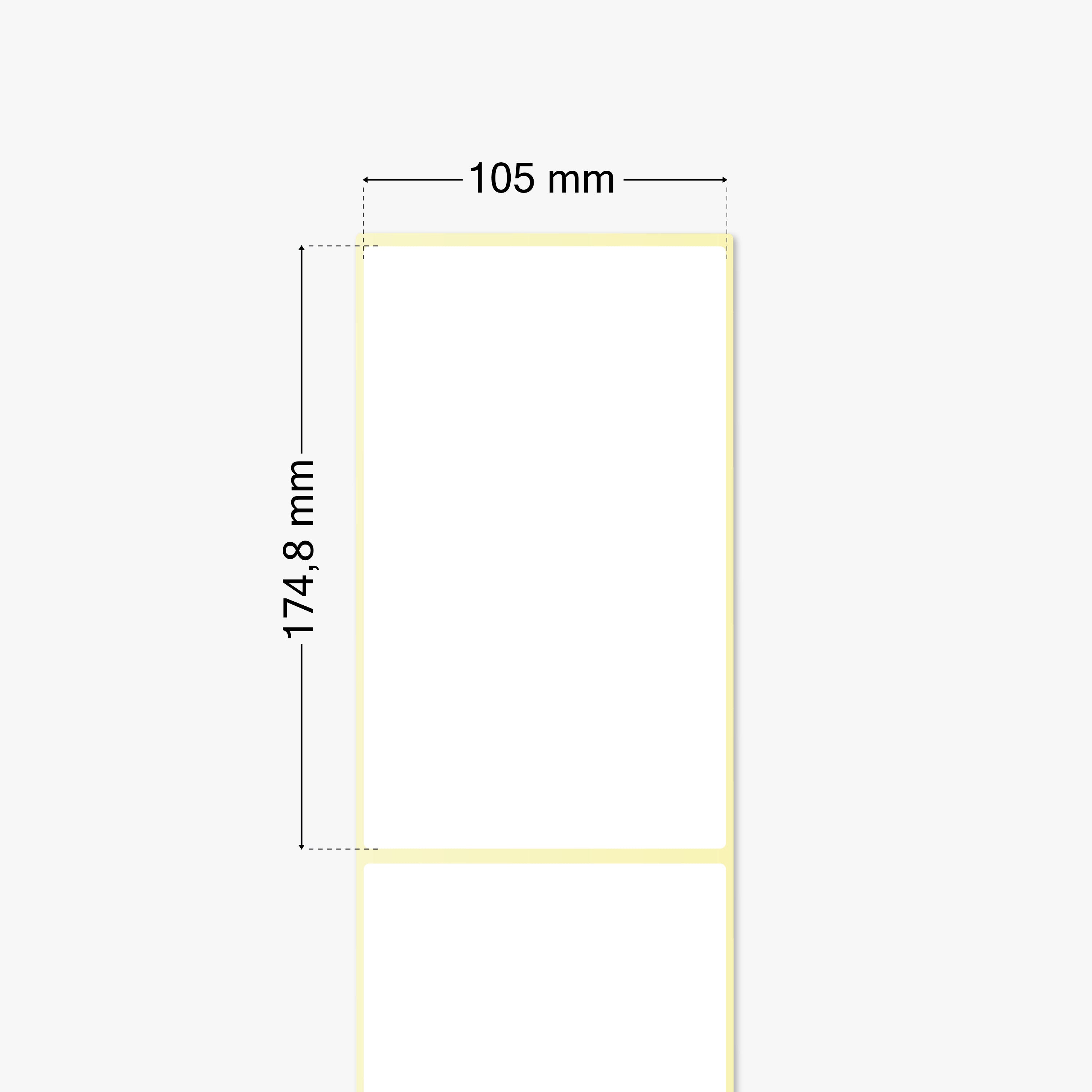 Thermo-Eco-Etiketten, Thermopapier, 105 x 174,8 mm, 3 Zoll Kern, permanent haftend, weiß, 2.400 Etiketten pro Rolle