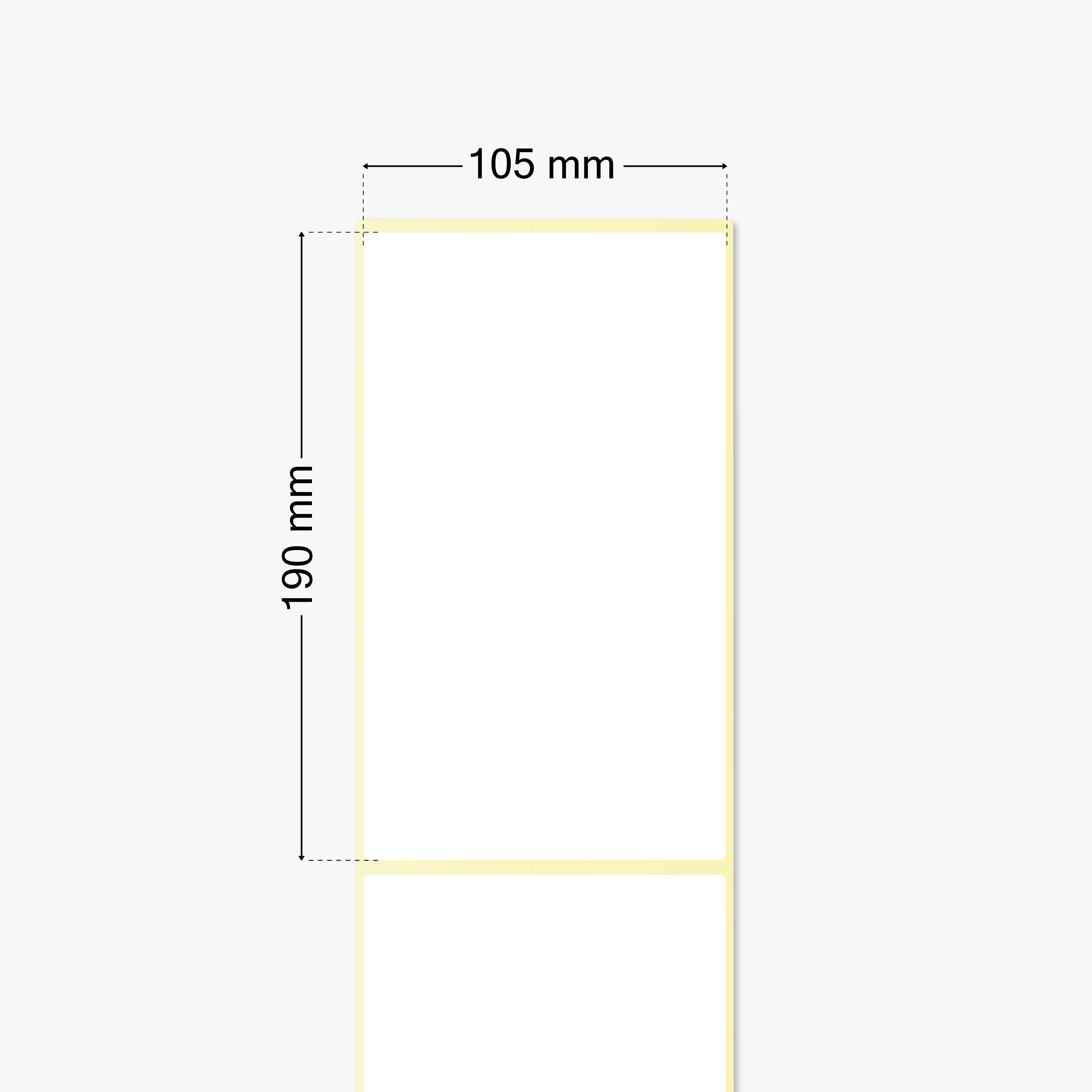 Thermo-Eco-Etiketten, Thermopapier, 105 x 190 mm, 1,57 Zoll Kern, permanent haftend, weiß, 300 Etiketten pro Rolle