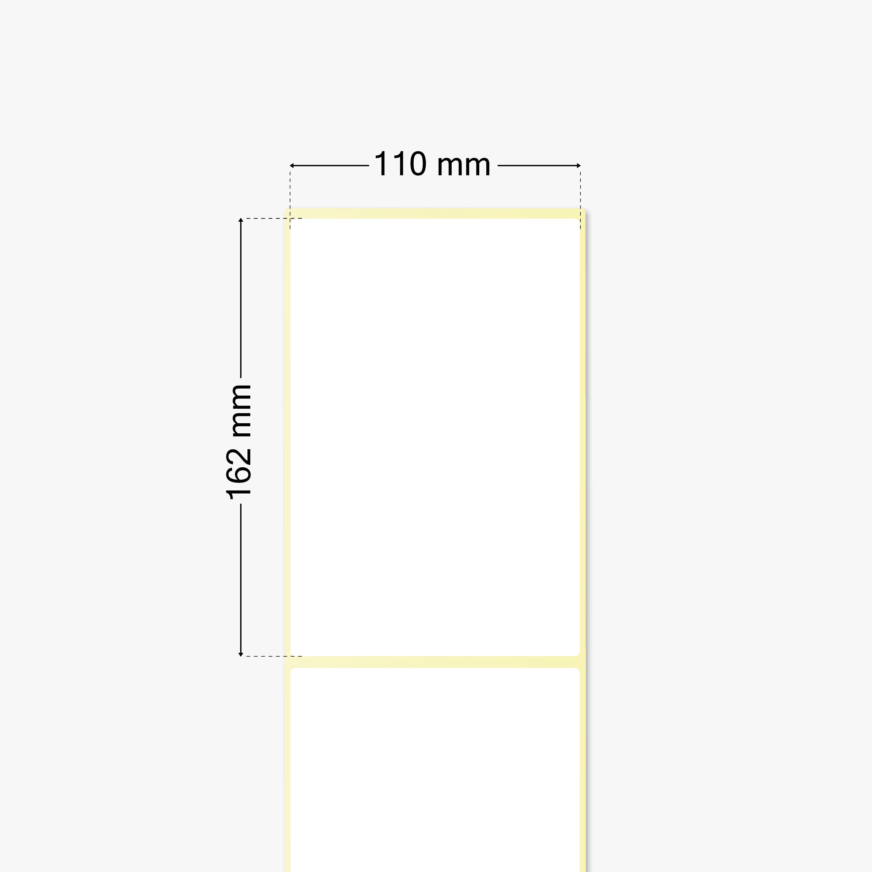 Thermo-Eco-Etiketten, Thermopapier, 110 x 162 mm, 1 Zoll Kern, permanent haftend, weiß, 500 Etiketten pro Rolle