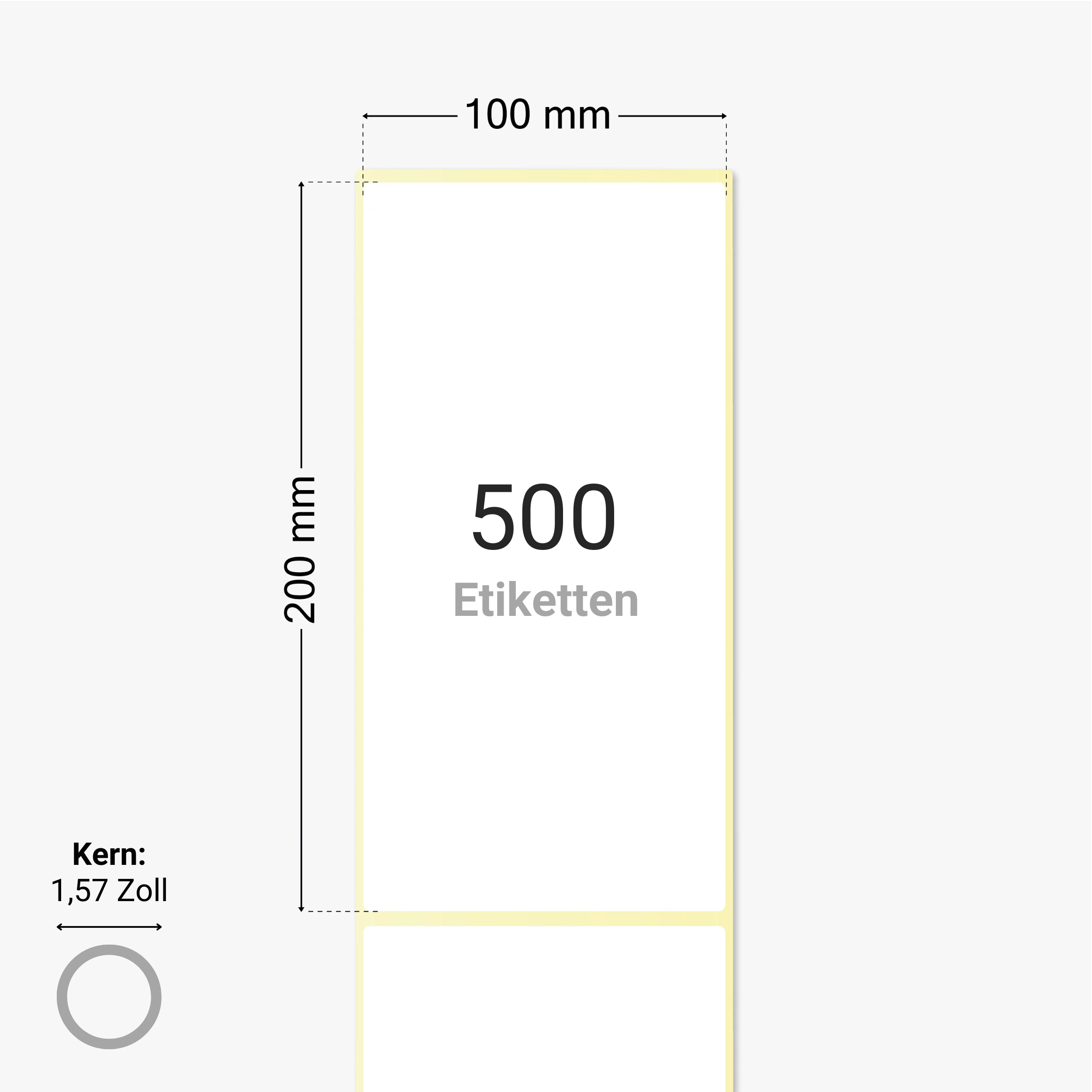 Thermo-Eco-Etiketten, Thermopapier, 100 x 200 mm, 1,57 Zoll Kern, permanent haftend, weiß, 500 Etiketten pro Rolle