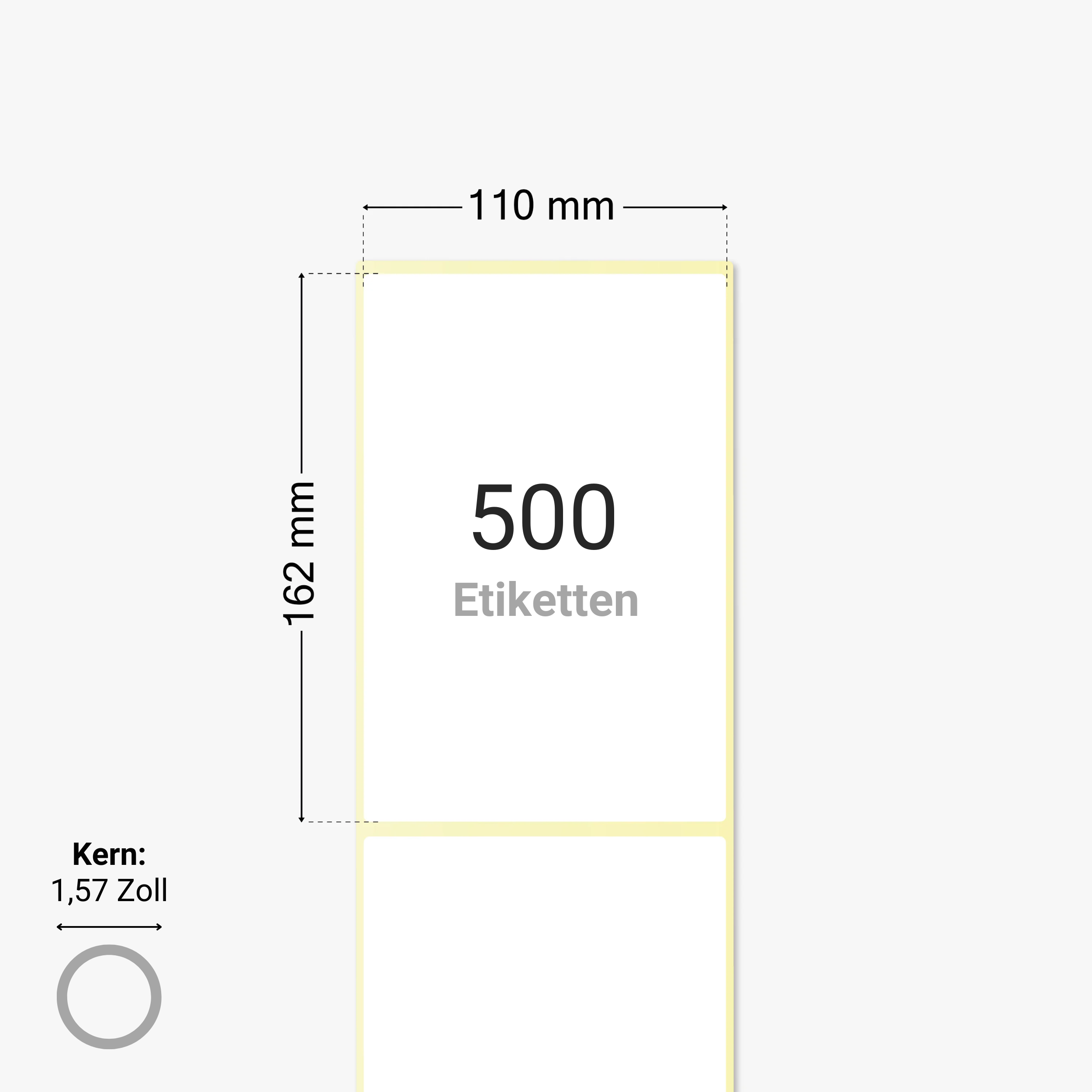 Thermo-Eco-Etiketten, Thermopapier, 110 x 162 mm, 1,57 Zoll Kern, permanent haftend, weiß, 500 Etiketten pro Rolle