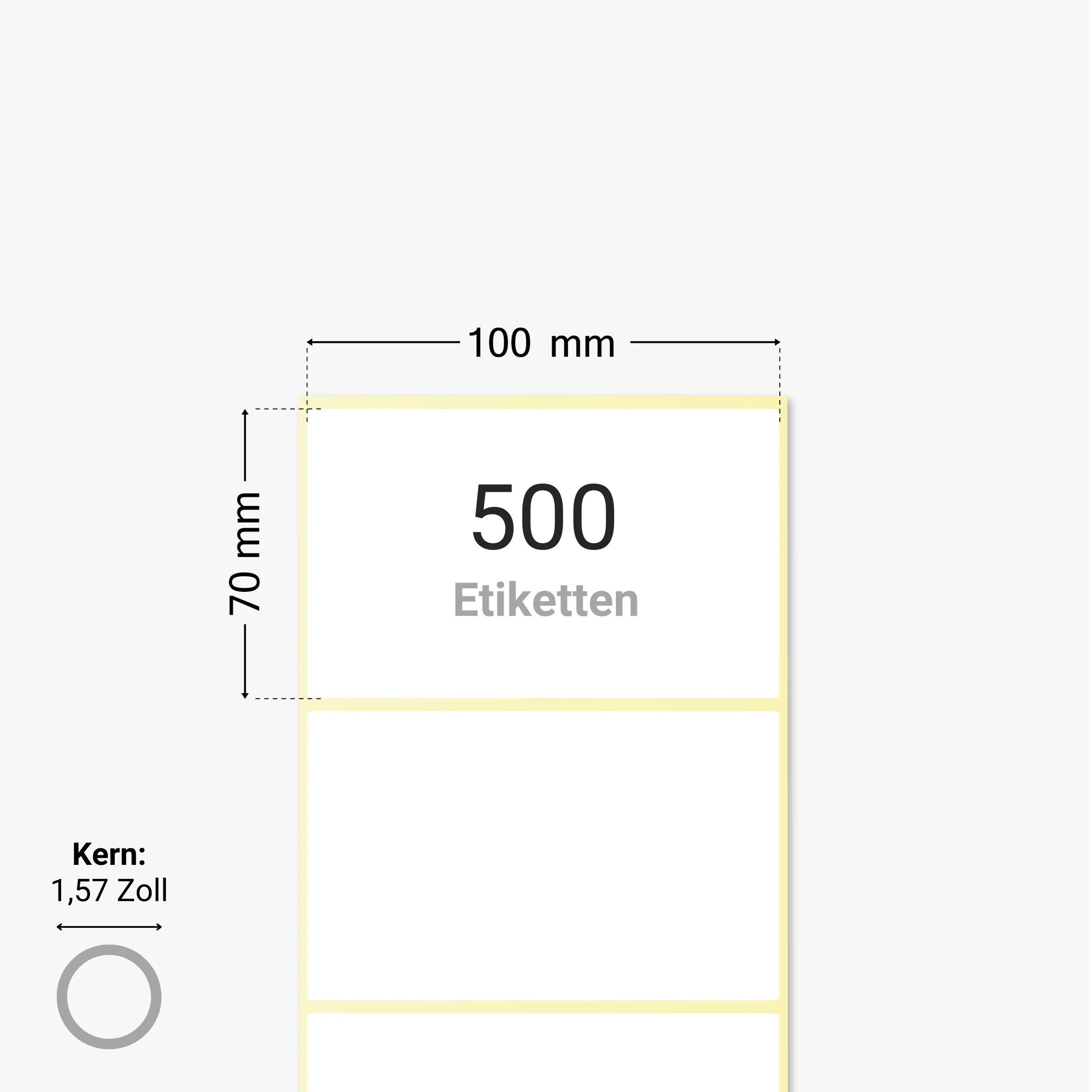 Thermo-Eco-Etiketten, Thermopapier, 100 x 70 mm, 1,57 Zoll Kern, permanent haftend, weiß, 500 Etiketten pro Rolle