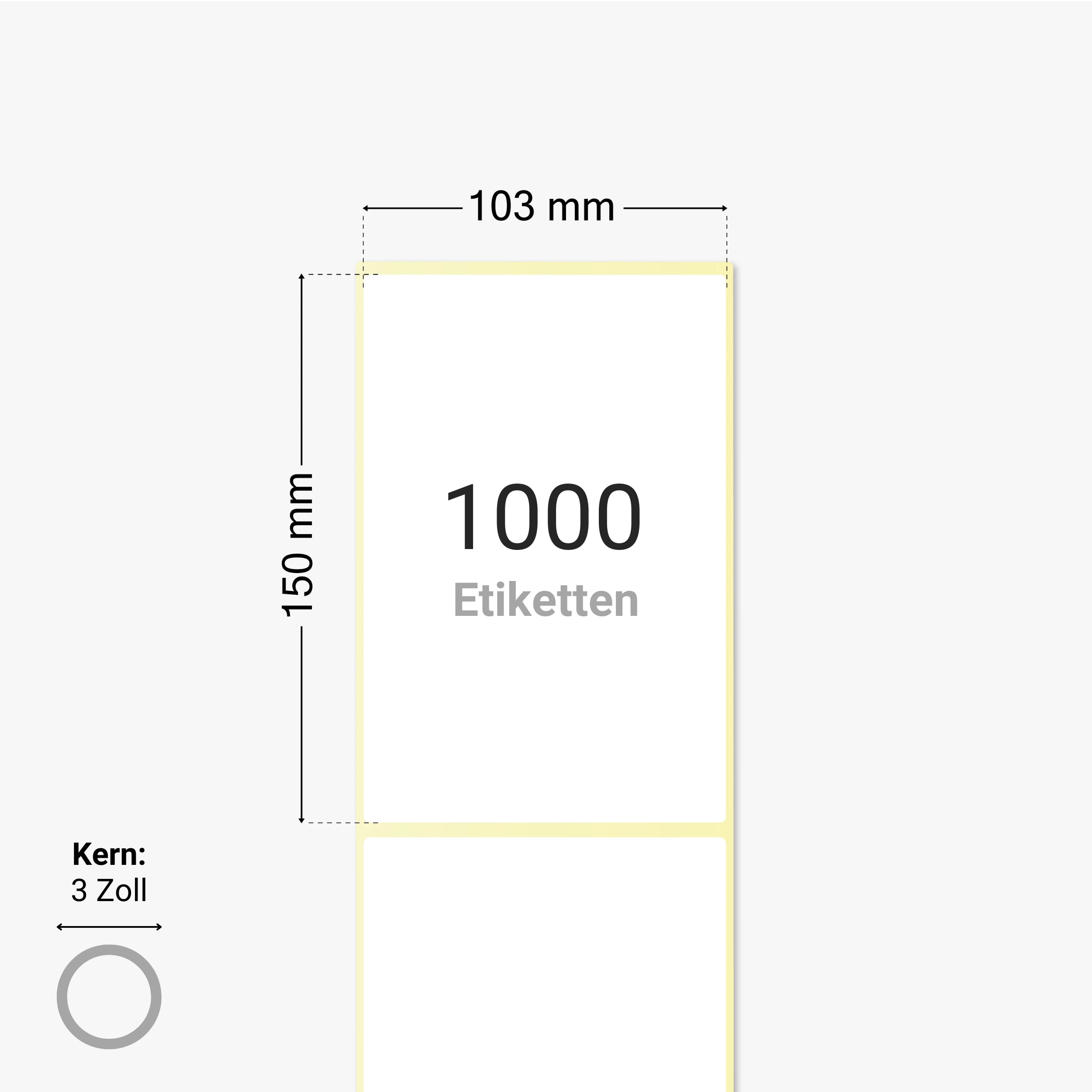 Thermo-Eco-Etiketten, Thermopapier, 103 x 150 mm, 3 Zoll Kern, permanent haftend, weiß, 1.000 Etiketten pro Rolle