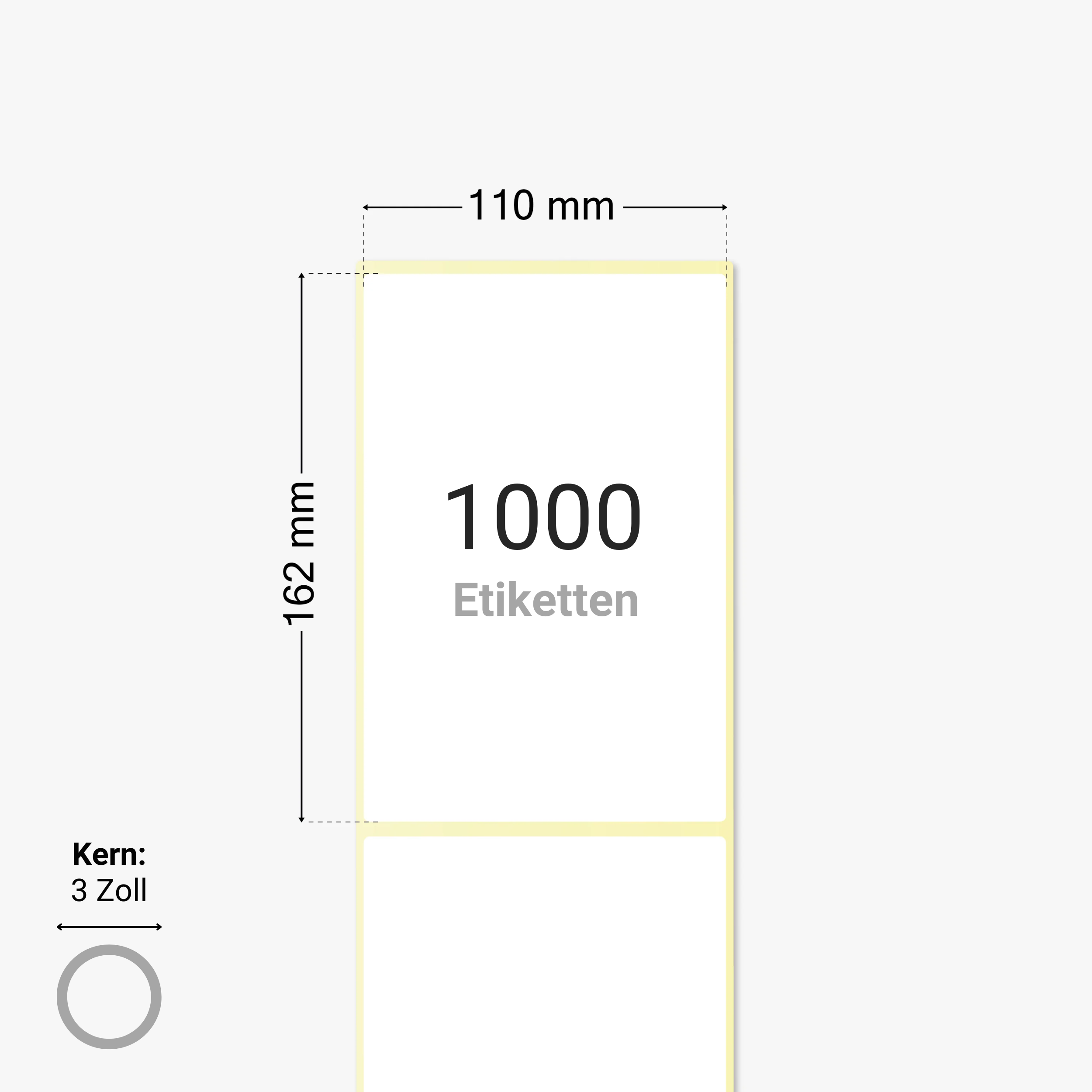 Thermo-Eco-Etiketten, Thermopapier, 110 x 162 mm, 3 Zoll Kern, permanent haftend, weiß, 1.000 Etiketten pro Rolle