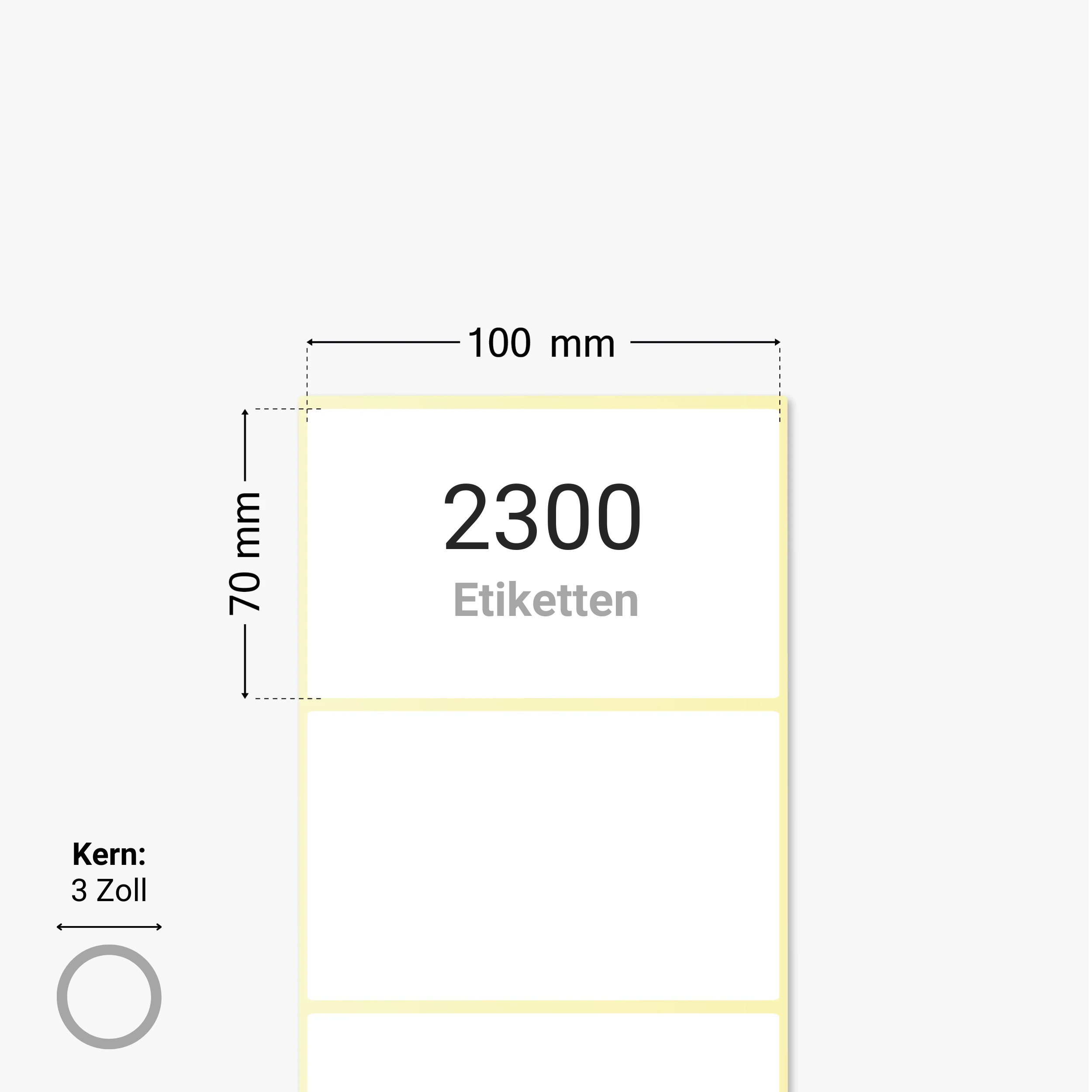 Versandetiketten, Thermopapier, 100 x 70 mm, 3 Zoll Kern, permanent haftend, weiß, 2.300 Etiketten pro Rolle