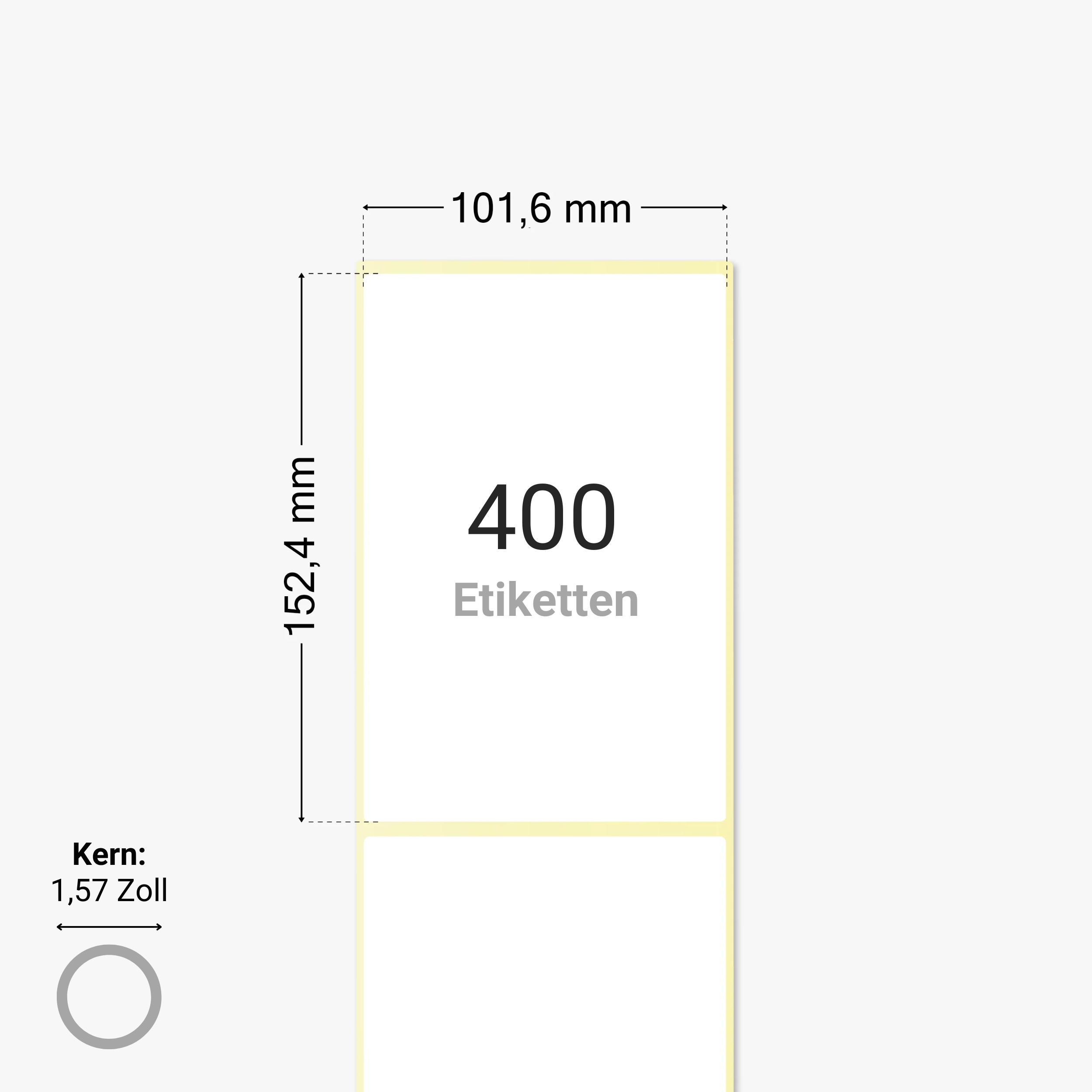 Thermo-Eco-Etiketten, Thermopapier, 101,6 x 152,4 mm, 1,57 Zoll Kern, permanent haftend, weiß, 400 Etiketten pro Rolle