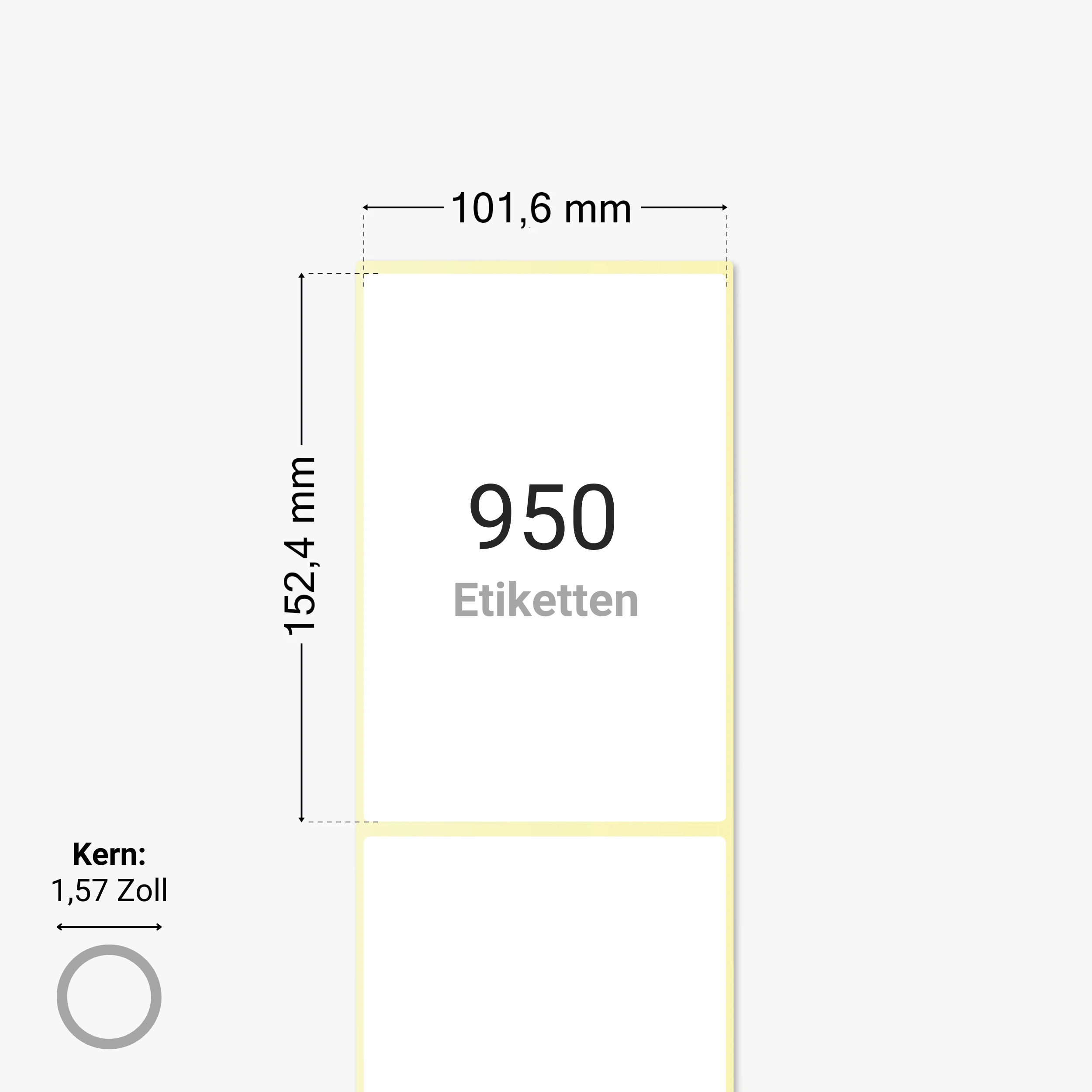 DPD Versandetiketten, Thermopapier, 101,6 x 152,4 mm, 1,57 Zoll Kern, permanent haftend, weiß, 950 Etiketten pro Rolle