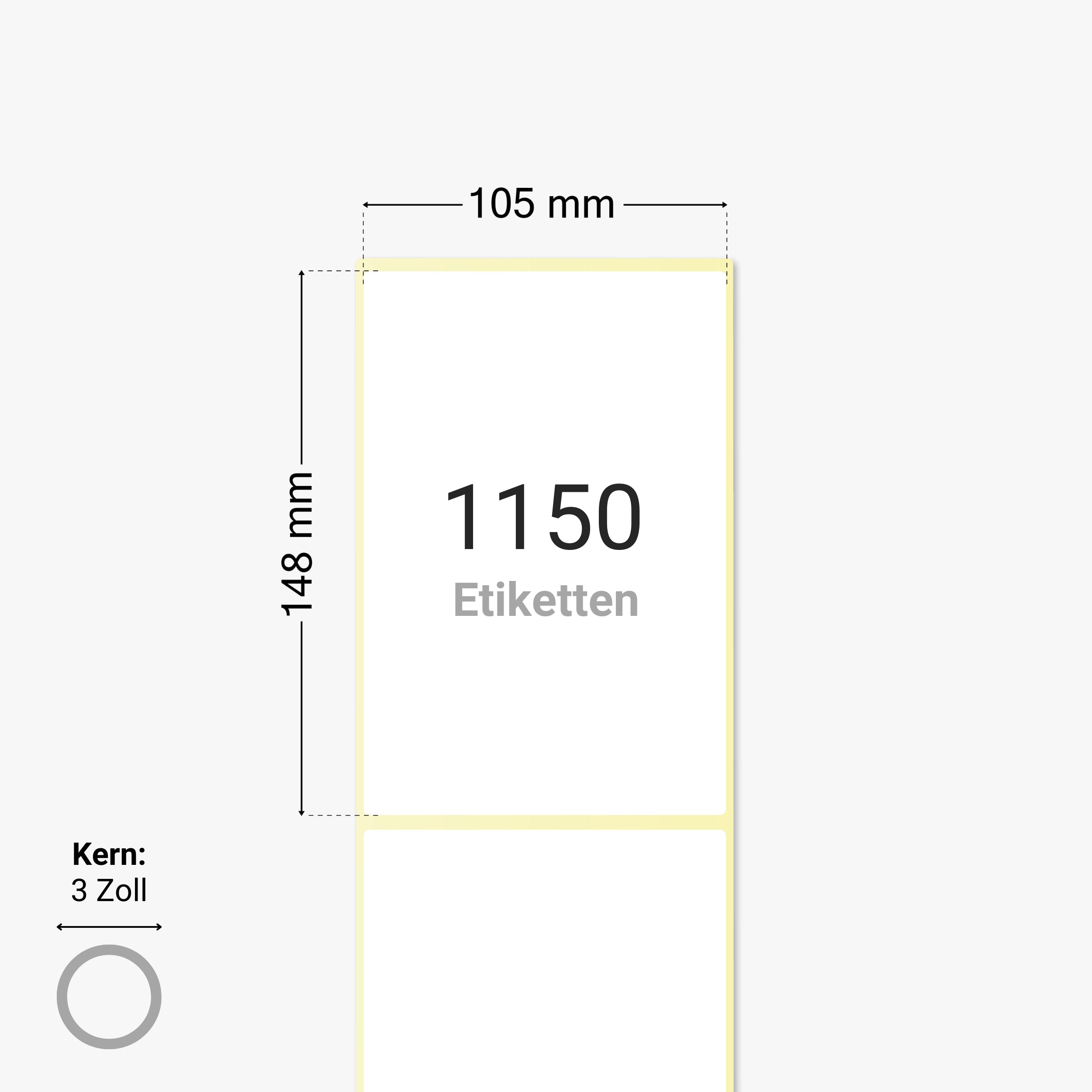 Hermes Versandetiketten, Thermopapier, 105 x 148 mm, 3 Zoll Kern, permanent haftend, weiß, 1.150 Etiketten pro Rolle