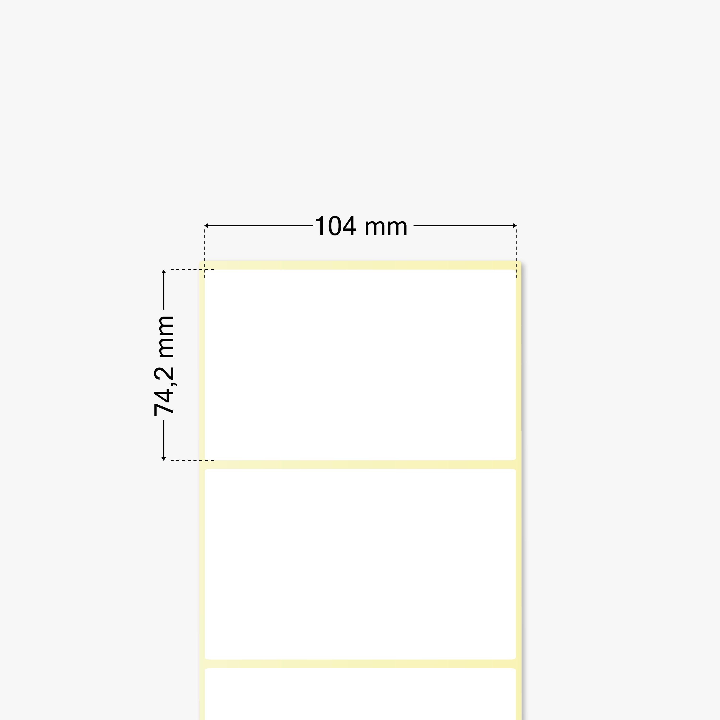 Thermotransfer-Etiketten, Papier, 104 x 74,2 mm, 3 Zoll Kern, permanent haftend, weiß,  1.968 Etiketten pro Rolle