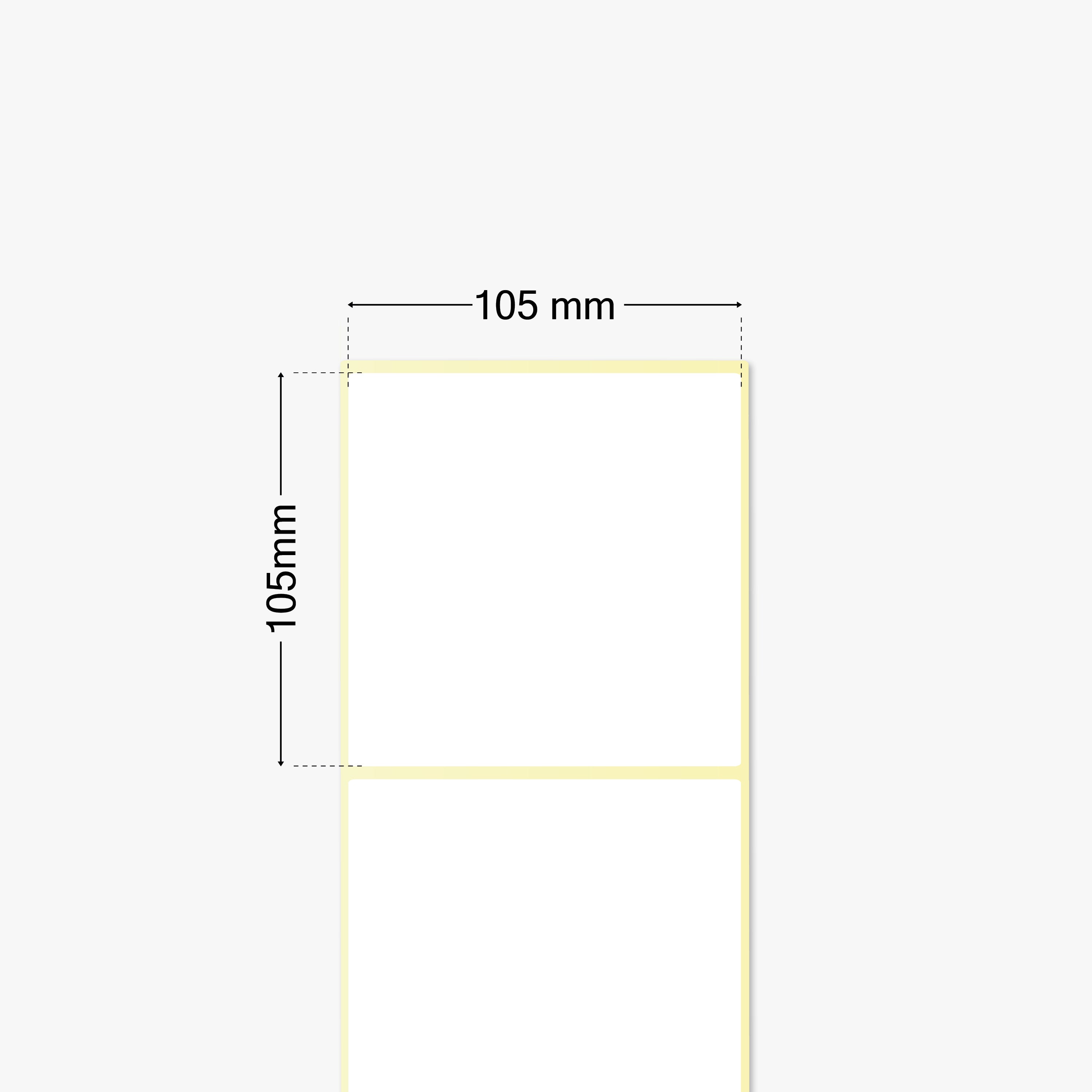 Thermotransfer-Etiketten, Papier, 105 x 105 mm, 3 Zoll Kern, permanent haftend, weiß,  1.389 Etiketten pro Rolle